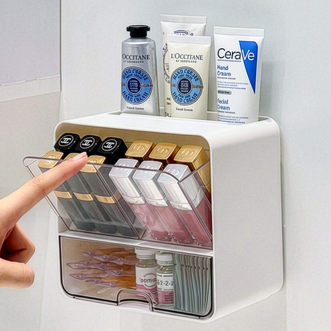 포런포런 다용도 미니 화장품 수납 정리함, 1개, 투명 화이트