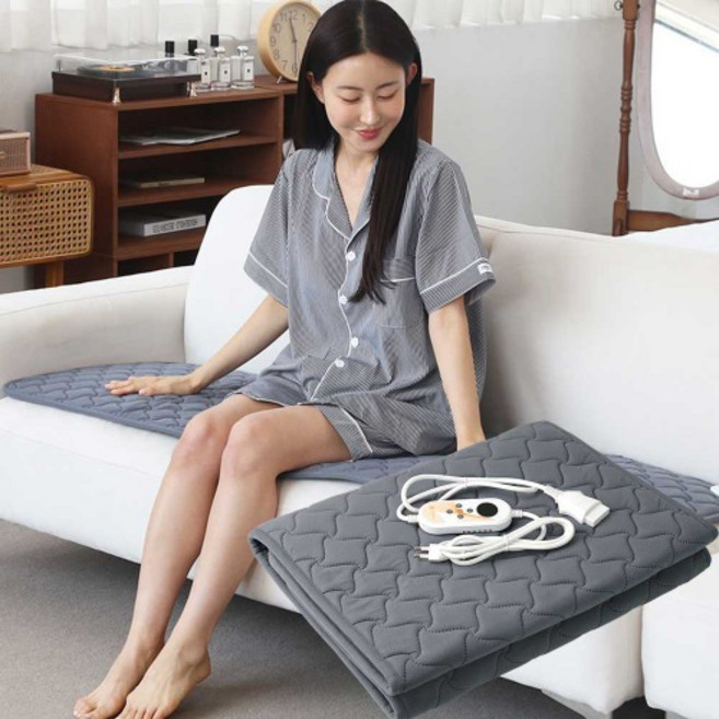 한일의료기 탄소 열선 전기 쇼파 방석 3인용 5인용 탄소매트 탄소방석 온열방석 3단 5단, 5단_라이트그레이