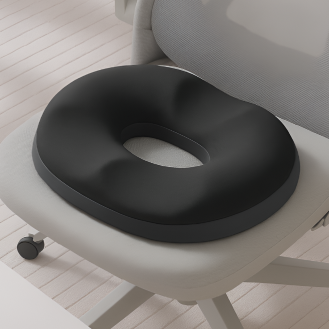 숨또 롱시팅 메모리폼 치질 도넛방석, 블랙, 1개