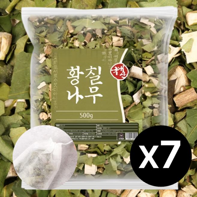 100% 국내산 자연산 황칠나무 가지 잎 차 깨끗하게 말린 건재, 7개, 500g