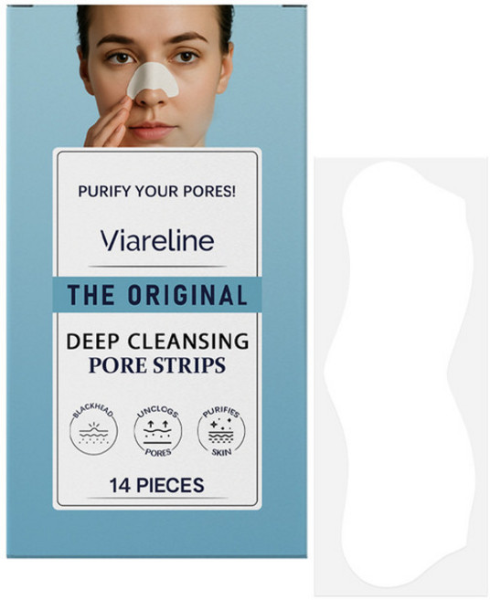 VIA LINE 黑頭清潔鼻貼 溫和清潔面部油脂 淨膚鼻部便攜鼻貼, 1個, 14pieces（僅