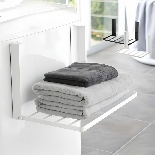 무타공 자석 접이식 정리 선반 세탁기 욕실 겸용 수납대