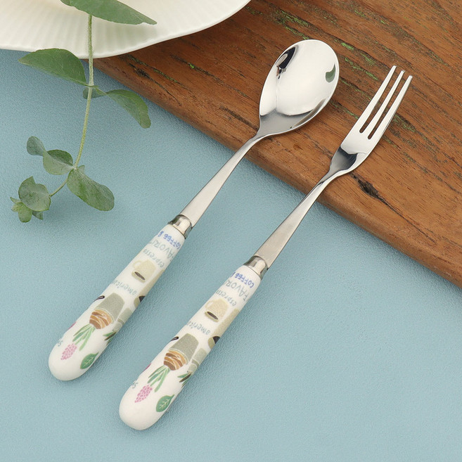 삼미 카페 도자기 티스푼티포크, 1개, 카페도자기티스푼