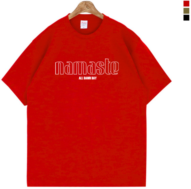 티데일리 남녀공용 나마스떼 오버핏 17수 반팔 라운드 티셔츠