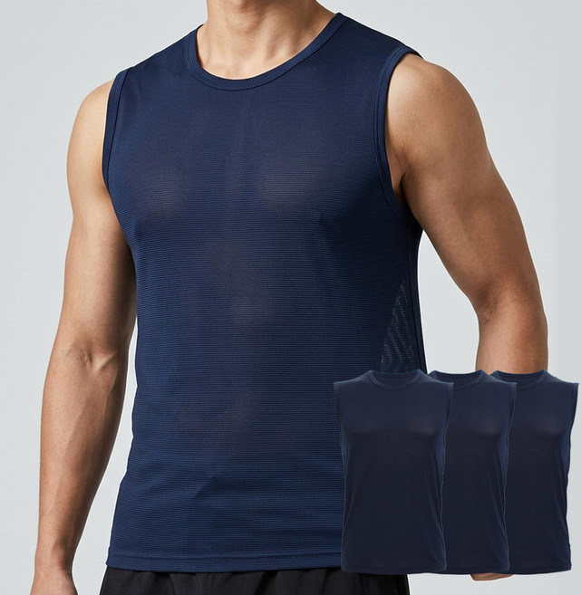 제임스딘 남성 기능성 에어로쿨 민소매 머슬런닝 나시 3P