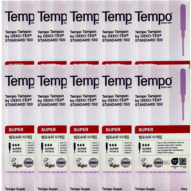 [ 동아제약 ] 템포 슈퍼 체내형 생리대 탐폰, 레귤러, 10개입, 10개