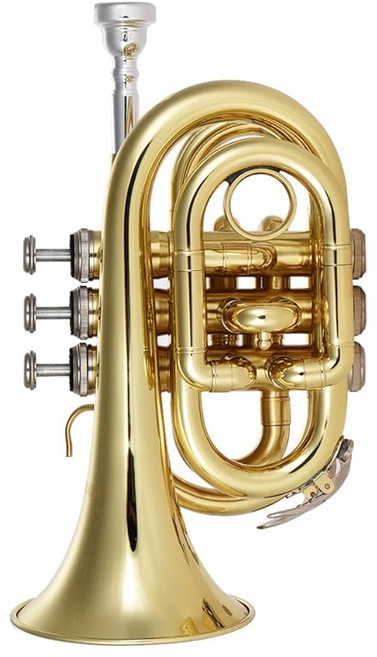 Juspins 미니 포켓 트럼펫 Bb 플랫 금관 악기 마우스 피스 장갑 포함 청소 크로스 캐링 케이스, 1개