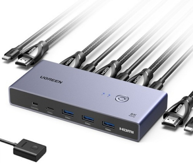 (Ugreen) 8K 60Hz HDMI 2.1 USB 멀티허브 KVM 스위치 U-25961, 1개