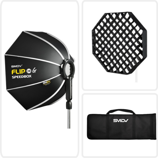 SMDV 플립 소프트박스 + 그리드 포함 세트, 1세트, 플립28 + 그리드