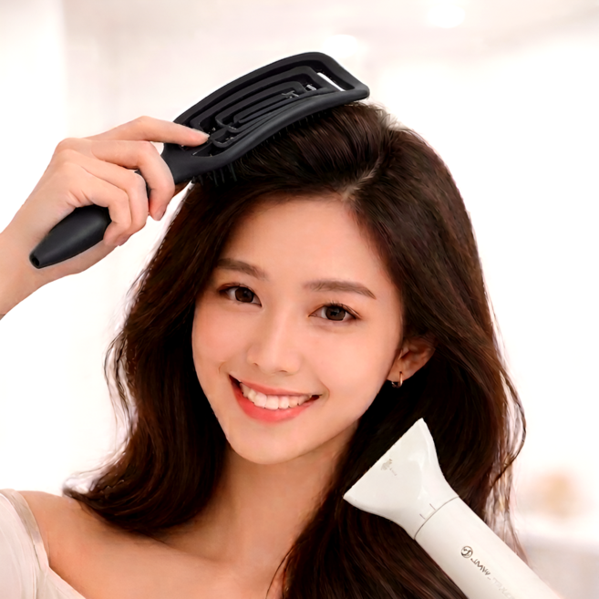 벨라비전 살롱 에어볼륨 돈모 뿌리볼륨 빗 헤어 브러쉬, 1개, 블랙