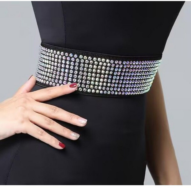 핫픽스 큐빅 고무줄벨트 +큐빅 고무줄팔찌 SET 공연벨트 댄스스포츠 라인댄스 악세사리