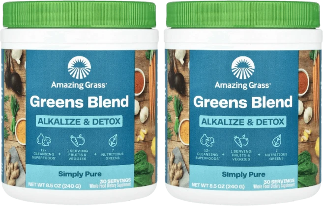 Amazing Grass 어메이징그라스 그린슈퍼푸드 알카라이즈&데톡스 심플리 퓨어 8.5oz(240g) 2팩, 2개 - 쿠팡