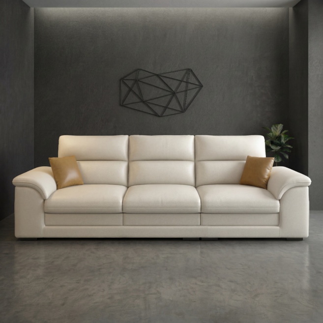 베아트룸 프리미엄 미니멀 3-4인용 가죽 소파 BRD2323, 아이보리_210cm