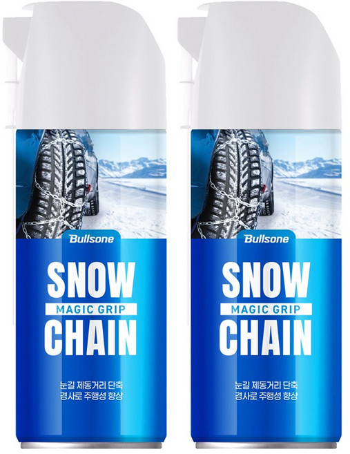 불스원 매직그립 스프레이형 타이어 스노우체인, 2개, 300ml