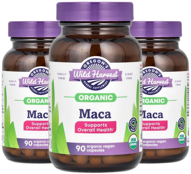 오레곤스와일드하베스트 유기농 마카 MACA 유기농 베지 캡슐 90정 2+1, 3개 - 쿠팡