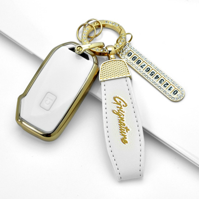 지시그니처 셀토스 2019~ 골드라인 키케이스 키홀더 키커버 악세사리, 기아7, 화이트