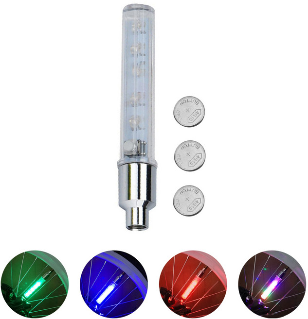 (자전거 휠라이트 E타입1P) 바이크 바퀴등 led 라이트 안전등 후레쉬 싸이클, 레인보우, 1개