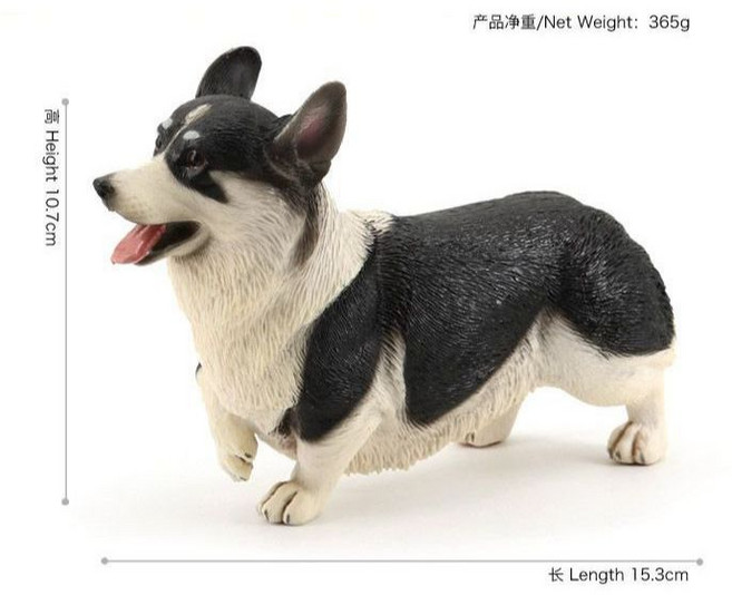仿真柴犬公仔 狗狗物語 居家擺飾, 柯基(黑白色)