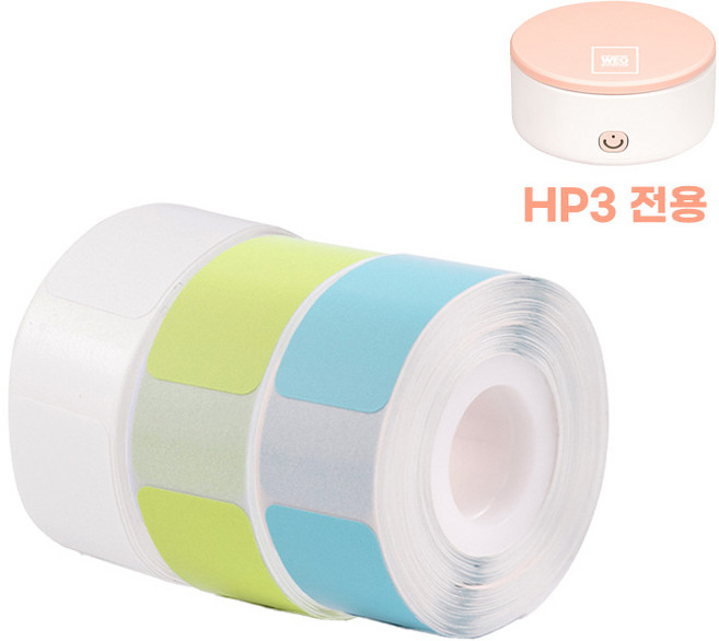 위오 HP3 전용 라벨지 14x40mm 3팩 세트, 혼합(화.옐.블)