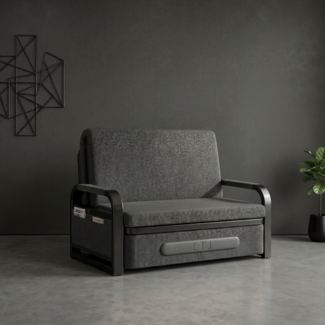 베아트룸 라텍스 1인용 접이식 소파베드 108cm BRL2, 진그레이