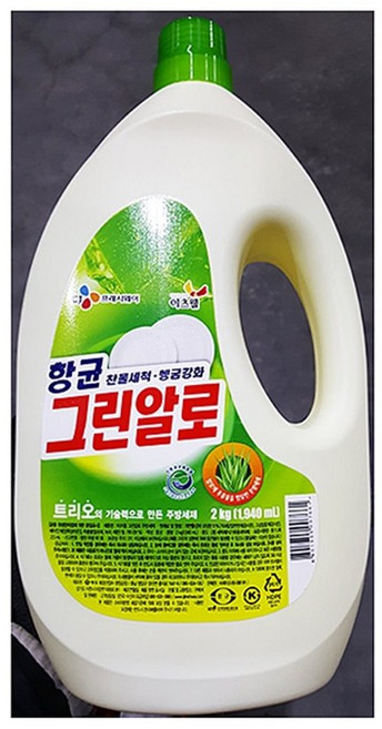 대량 그린알로 2k/6개 항균 주방 중성세제 그릇세척제, 1, 2kg