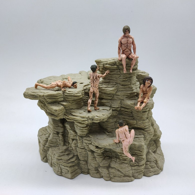 진격의 거인 미니 정품 피규어 디오라마 장식 5종 세트, 5개 세트 (가짜 바위 제외), 1개