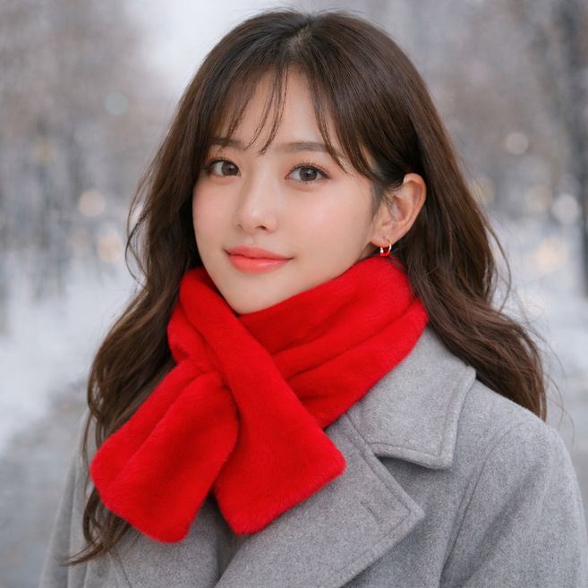 어반유니크 부드러운 숏 머플러 방한 목도리