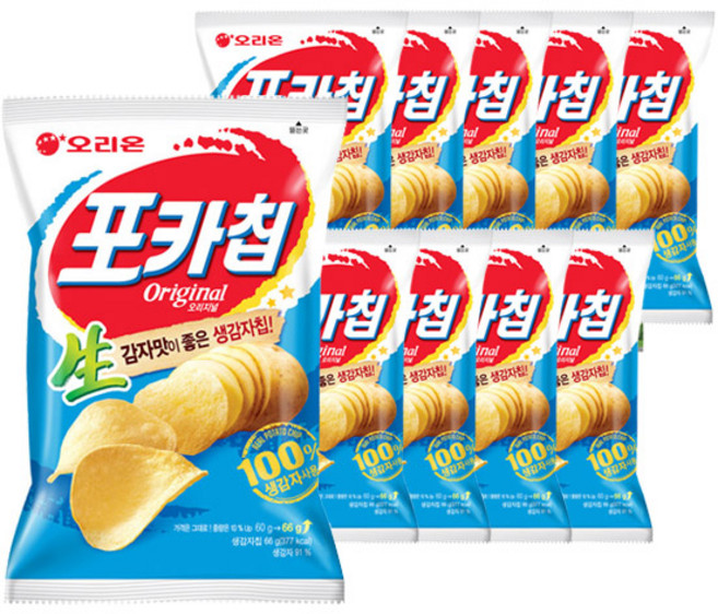오리온 포카칩 오리지널, 66g, 10개