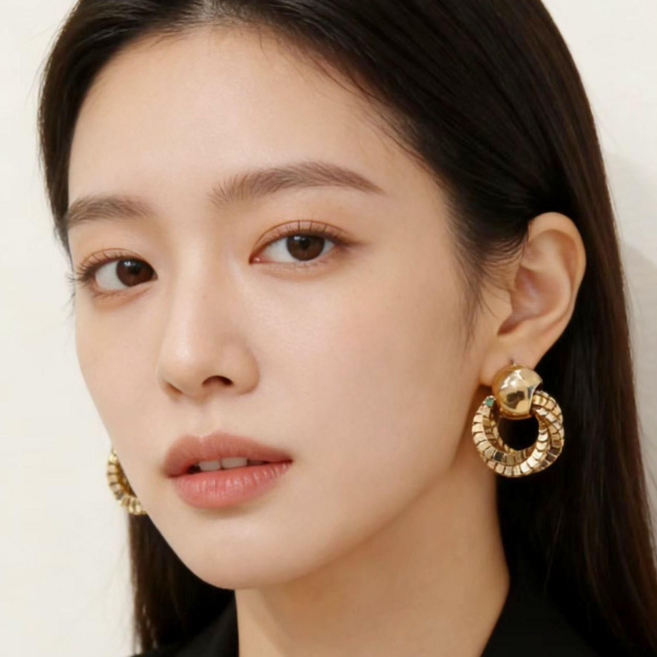 체인 링 귀걸이 볼드 포인트 여성