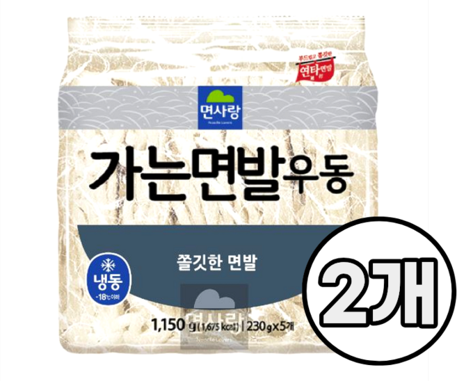 면사랑 (냉동)가는면발우동(쫄깃한면발) 1150g, 2개, 1.15kg