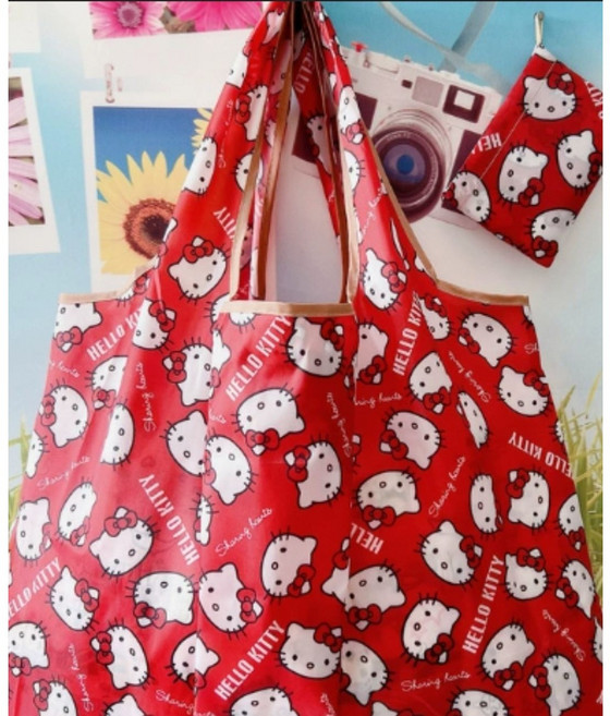 헬로키티 접이식 장바구니 휴대용 에코백 시장가방 답례품, 1개, 키티2