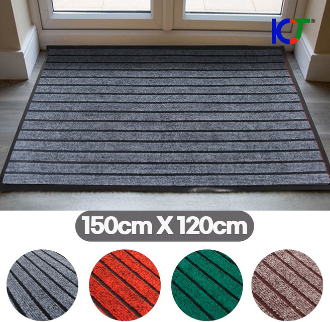 KCJ 현관매트 미끄럼방지매트 발판 바닥매트, 03. 라인매트 150cmX120cm 그레이, 1개