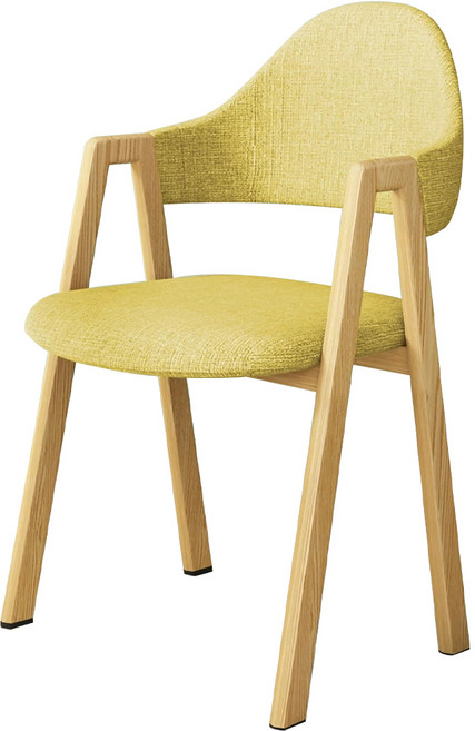 北歐簡約風格木質扶手餐椅, 黃色, 1件