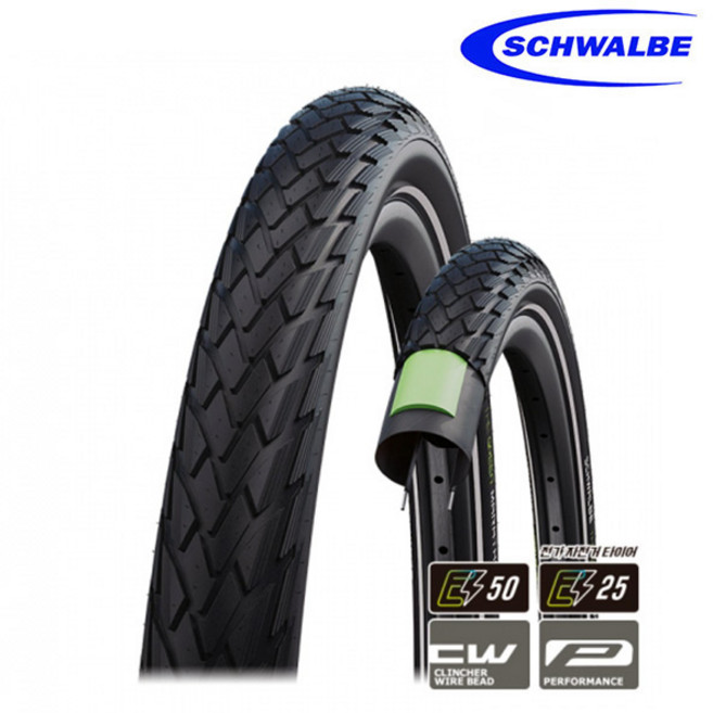 슈발베 그린 마라톤 20x1.5/1.75 타이어 전기자전거, 1개