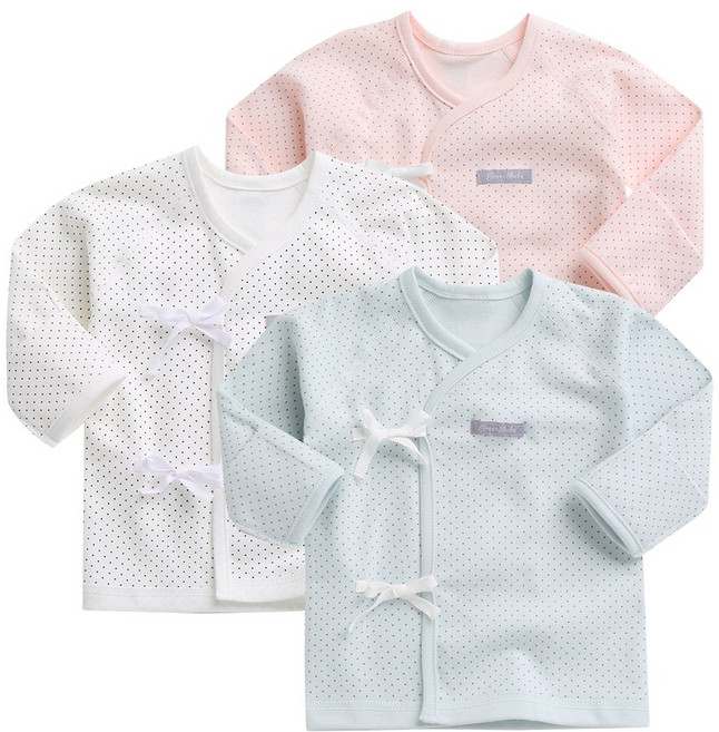 그린베베 신생아 봄가을용 스몰도트 양면 배냇저고리