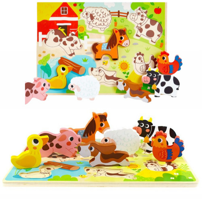 유아 3세 EQ IQ 인지 원목 동물입체퍼즐 선물 어린이집 3살 그림퍼즐 아이
