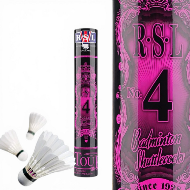 亞獅龍 4 羽毛球 比賽級穩定飛行 77 速 雙打節奏好掌控 4號 （標準款-2筒）, 2個, 4號  （標準款-2筒）, 玫紅色, 12個裝