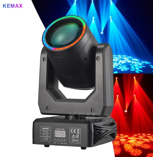 스너그데이즈 Lyre Beam 200W LED 링 18 프리즘 스팟 이동 전조등 15 Gobos DMX 회전 효과 Dj 무대 조명 디, 04 EU Plug, 01 1 PACK - 쿠팡