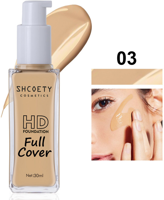 bb크림 cc크림 SHCOETY 보습 컨실러 오일 컨트롤 파운데이션 착색하기 쉽고 바래지 않는 누드 메이크업 오래 지속되는 클리어 BB 크림, [03] 03