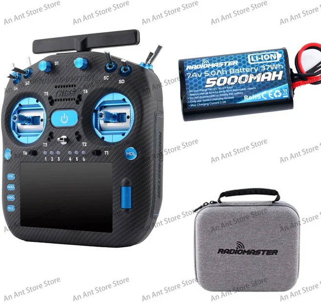 라디오마스터 TX16S MK3 MAX 2.4GHz ELRS 송신기 최대 16채널 AG02 CNC 홀 센서 짐벌 리모컨, 09 MAX Blue 5000