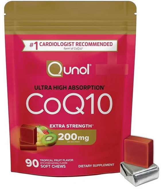 Qunol CoQ10 200mg 소프트 츄 엑스트라 스트렝스 & 초고흡수 코엔자임 Q10 보충제 심장 건강을 위한 #1 전문의 추천 90개 134305, 1, 90 - 쿠팡