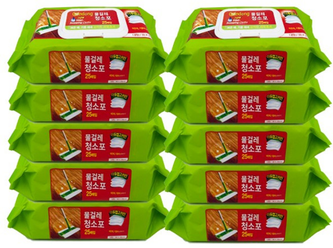 홈인더스트리 물걸레청소포 고급형 대형 25매, 10개