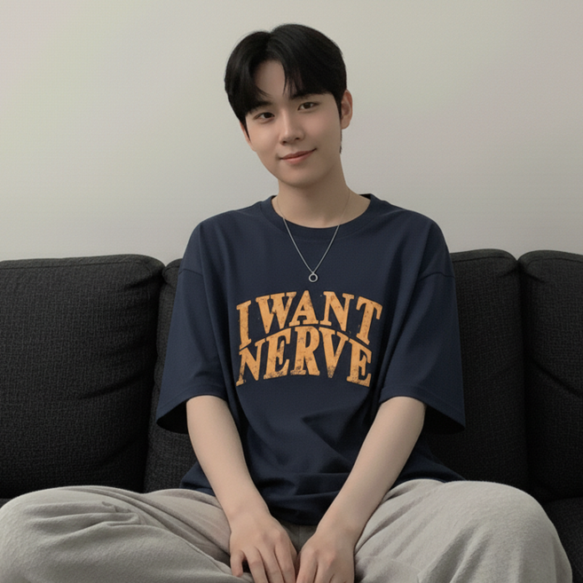 데일로엔 남자 여름 빅 사이즈 오버핏 레터링 프린팅 반팔 티셔츠