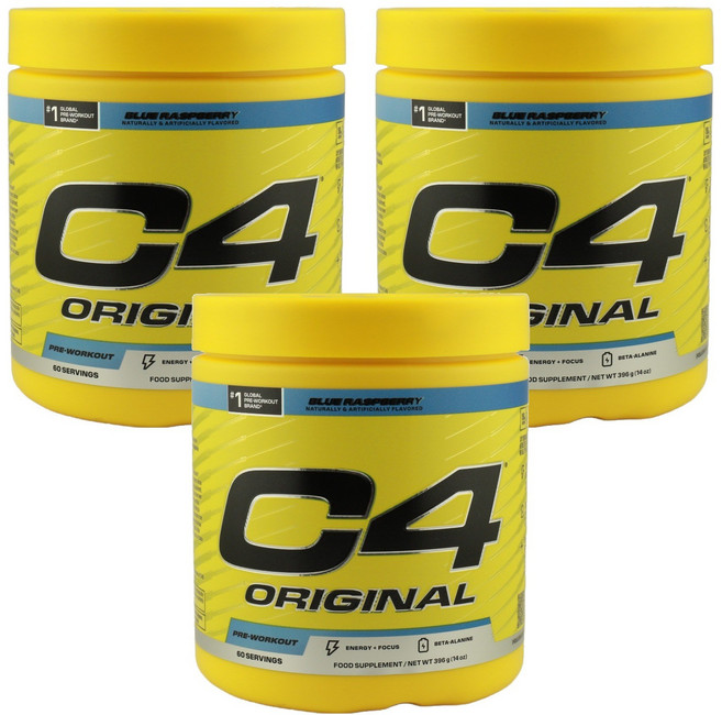 셀루코어 C4 오리지널 프리-워크아웃 블루 라즈베리, 390g, 3개