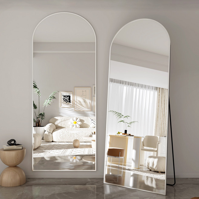 뷰티피크 아치형 전신거울 3in1 스탠드 벽걸이 거치형 강화안전유리 600x1650, 화이트