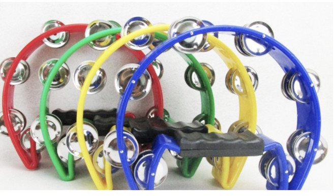 半月鈴鼓 月亮鈴鼓 KTV手搖鈴 安全鈴片不刮手 雙層鈴片, 1個, 隨機