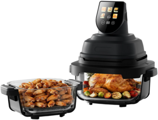 5L 智能可視空氣炸鍋，3D循環加熱，高硼矽耐熱玻璃，1500W, 黑色, AF40