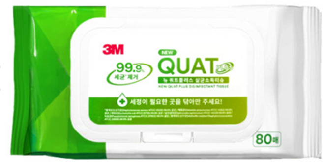 3M 쿼트플러스 세균제거 99.9% 세정물티슈 (80매), 80매입, 4개