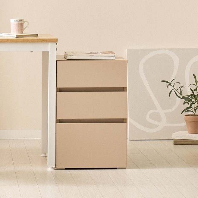 베르겐 400 3단 슬림 책상서랍장, 연그레이