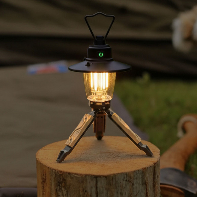 캠프글로우 충전식 듀얼 라이트 LED 캠핑 랜턴 감성 미니 C타입 충전, 1개, 블랙